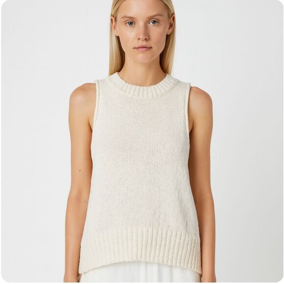 Dissh Sweaters - Dissh Knit Sleeveless Sweater Tank Cream Women’s Size Small cotton boucle vest